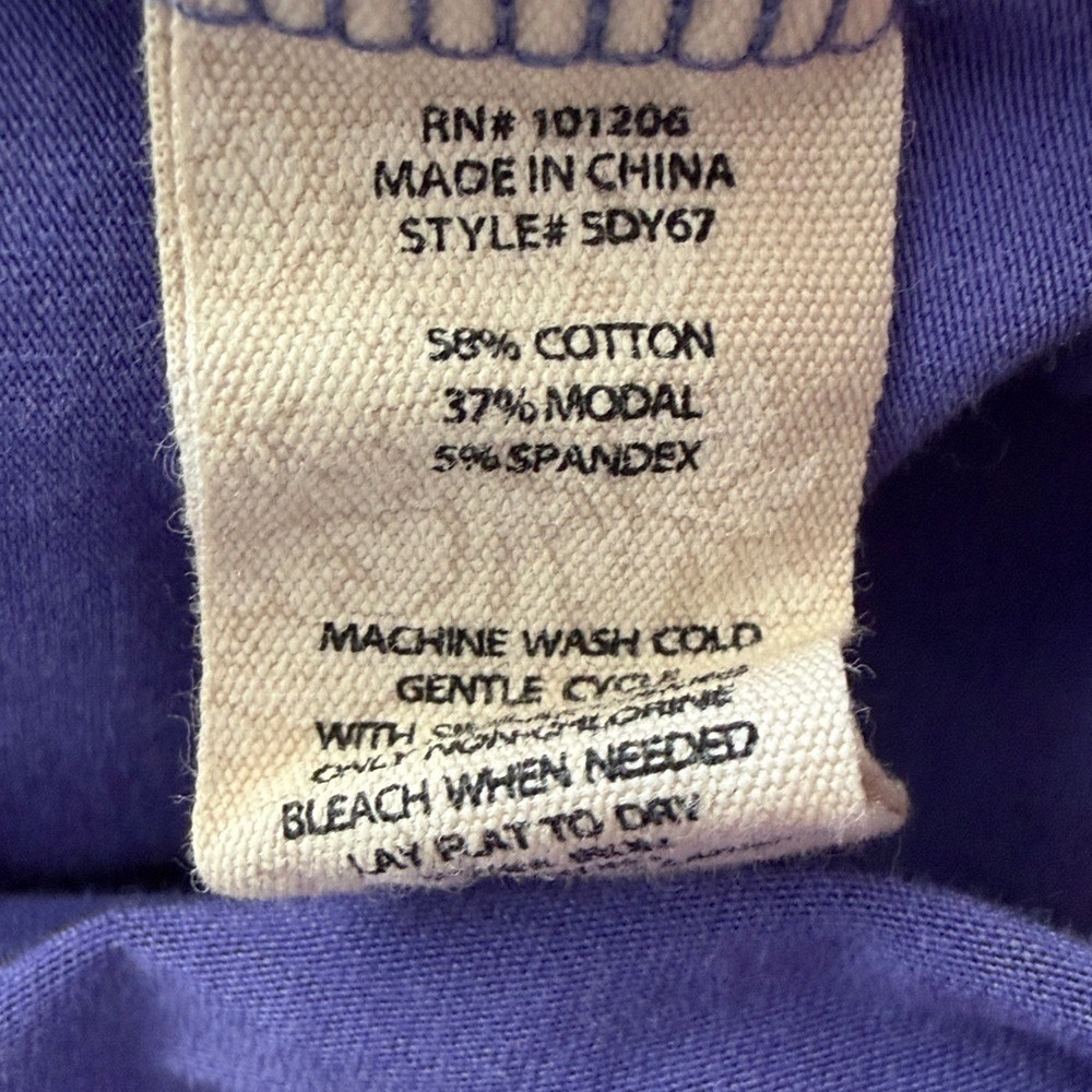 Soft Surroundings Birdsong Dress 1X Purple V-Neck 3/4 Sleeve Pleated Knit SDY67 - Picture 5 of 5